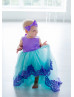 Turquoise And Lavender High Low Flower Girl Dress